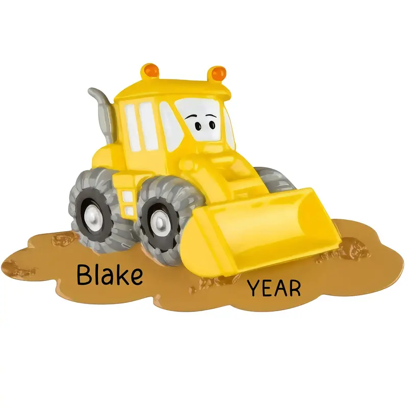 Yellow Bulldozer Toy-Inspired Christmas Ornament 1