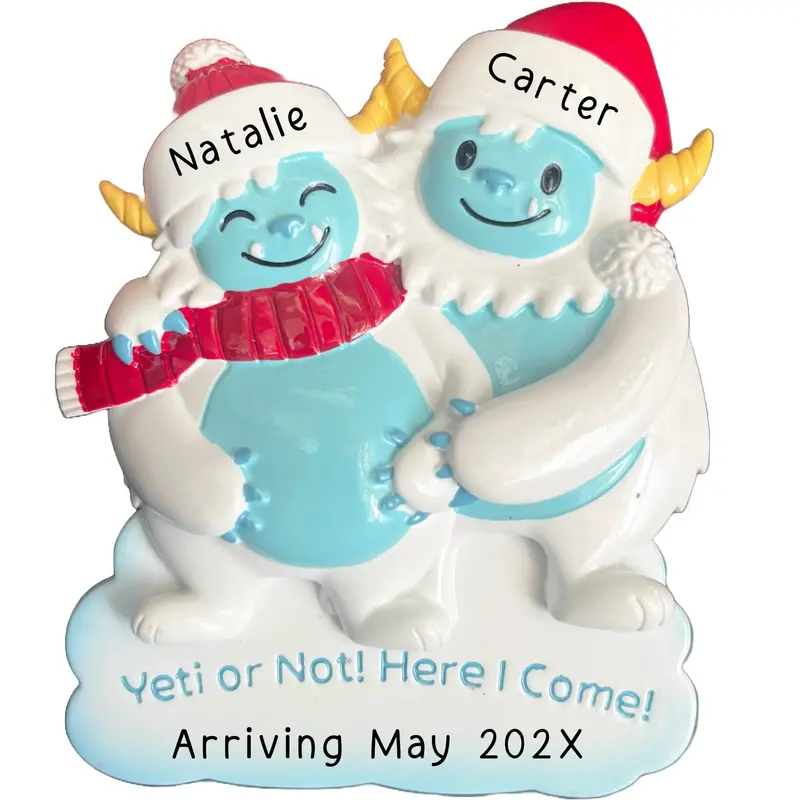 Yeti Couple 'We'Re Expecting' Personalized Holiday Ornament 1