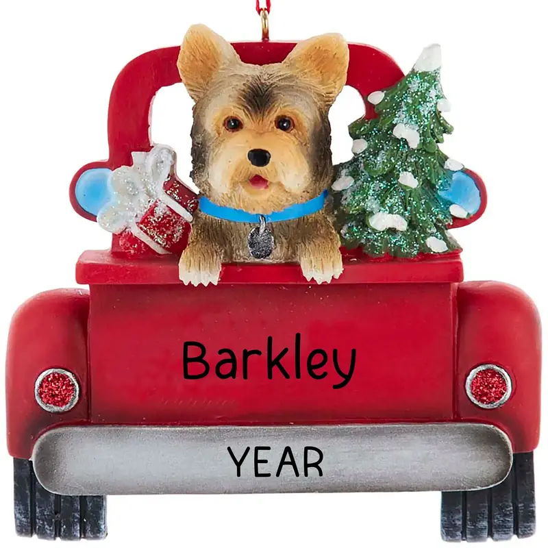 Yorkshire Terrier Ornament – Retro Truck Holiday Design 1
