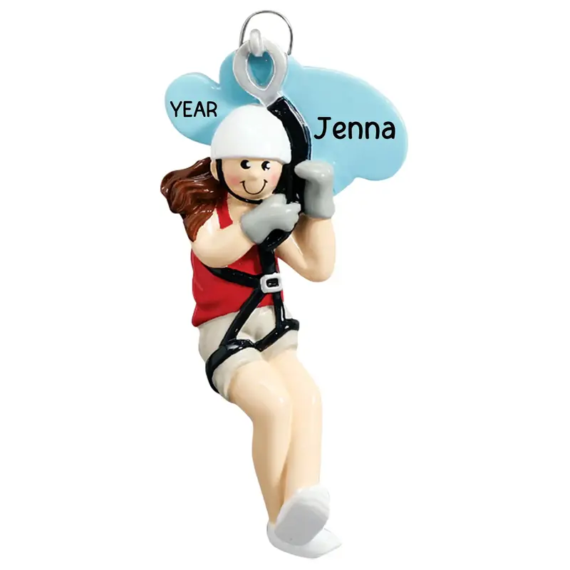 Zip Line Adventure Girl Personalized Ornament 1