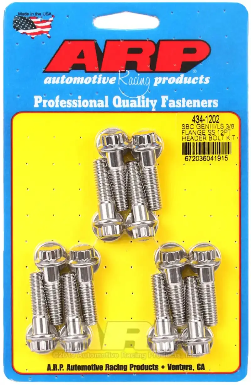Arp Stainless Steel 3/8-Inch Flange Header Bolt Kit For Chevy Small-Block & Gen Iii Ls Engines 1