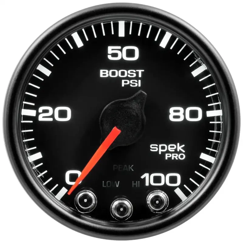 Autometer Spek-Pro Boost Gauge – 2-1/16" Dial, 100 Psi, Stepper Motor With Peak Hold & Warning 1