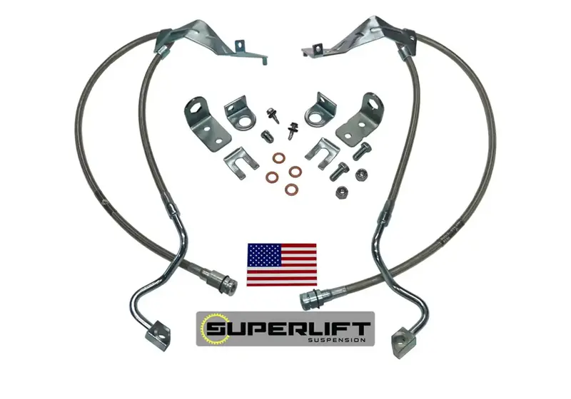 Superlift Bulletproof Stainless Steel Brake Hose – Front Axle, Fits 2005–2007 F-250/F-350 With 4–8 Inch Lift 1